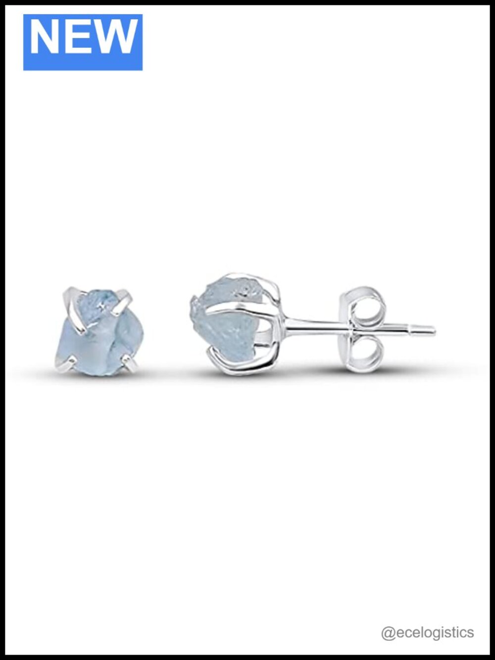925 Sterling Silver Raw Gemstone Stud Earrings Birthstone Gift Unisex